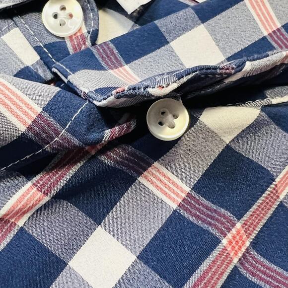 Mizzen+Main Shirt Mens Medium Blue Plaid Performance Dress Stretch Classic Fit - Picture 11 of 13